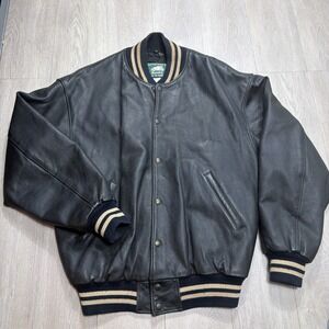 Vintage Custom Leather Bomber Jacket By ROOTS Canada Mens Medium Chocolate Brown